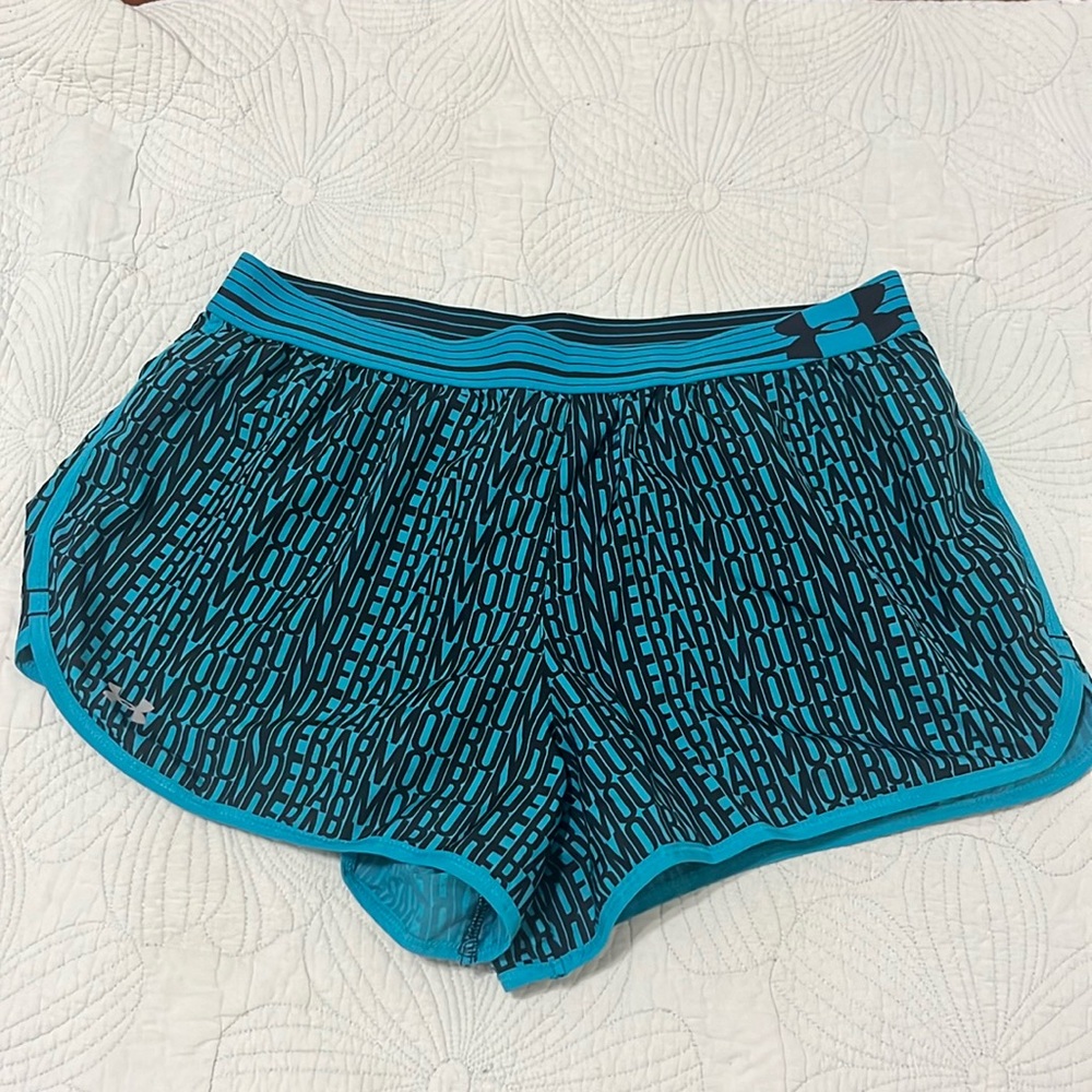 under armour blue & black running shorts